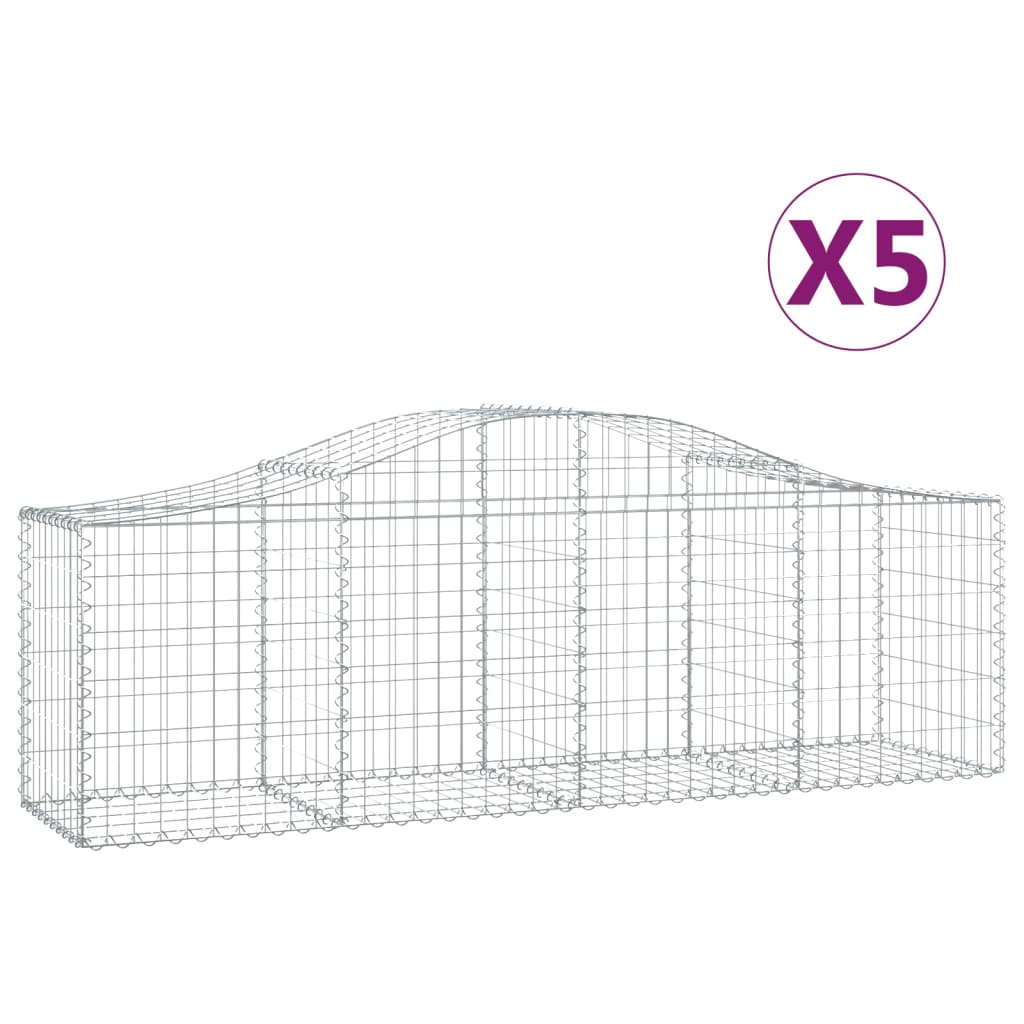 vidaXL Συρματοκιβώτια Τοξωτά 5 τεμ. 200x50x60/80 εκ. Γαλβαν. Ατσάλι - Image 2