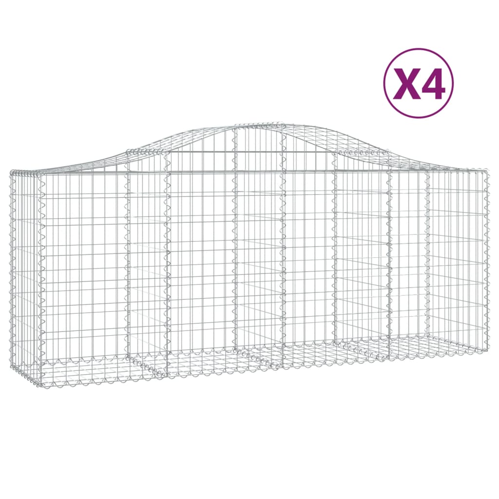 vidaXL Συρματοκιβώτια Τοξωτά 4 τεμ. 200x50x80/100 εκ. Γαλβαν. Ατσάλι - Image 2