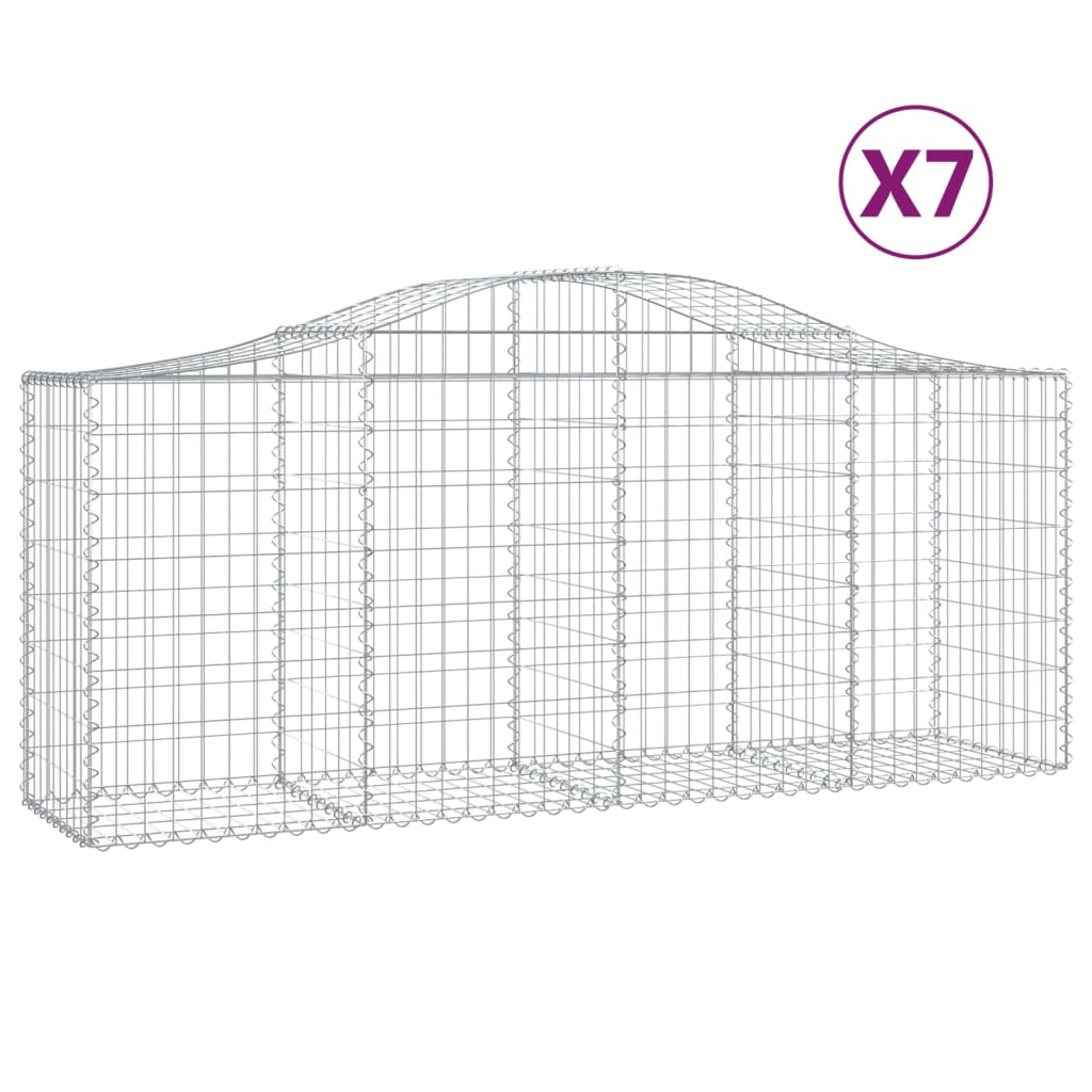 vidaXL Συρματοκιβώτια Τοξωτά 7 τεμ. 200x50x80/100 εκ. Γαλβαν. Ατσάλι - Image 2
