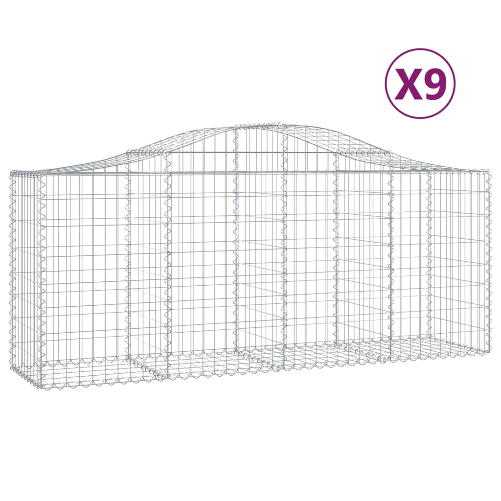 vidaXL Συρματοκιβώτια Τοξωτά 9 τεμ. 200x50x80/100 εκ. Γαλβαν. Ατσάλι - Image 2