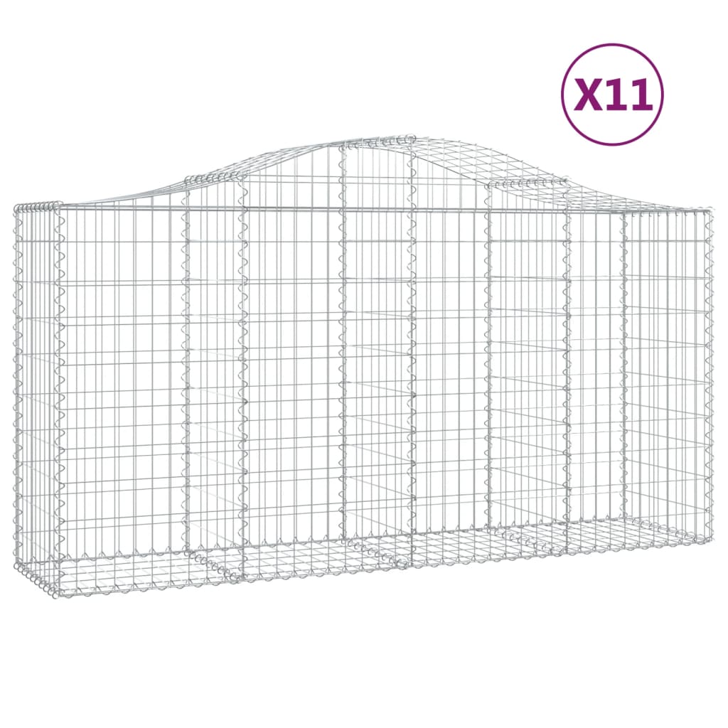 vidaXL Συρματοκιβώτια Τοξωτά 11 τεμ. 200x50x100/120 εκ. Γαλβαν. Ατσάλι - Image 2