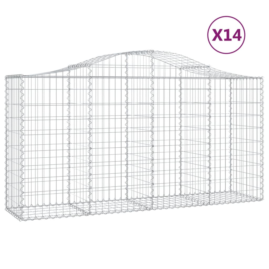 vidaXL Συρματοκιβώτια Τοξωτά 14 τεμ. 200x50x100/120 εκ. Γαλβαν. Ατσάλι - Image 2