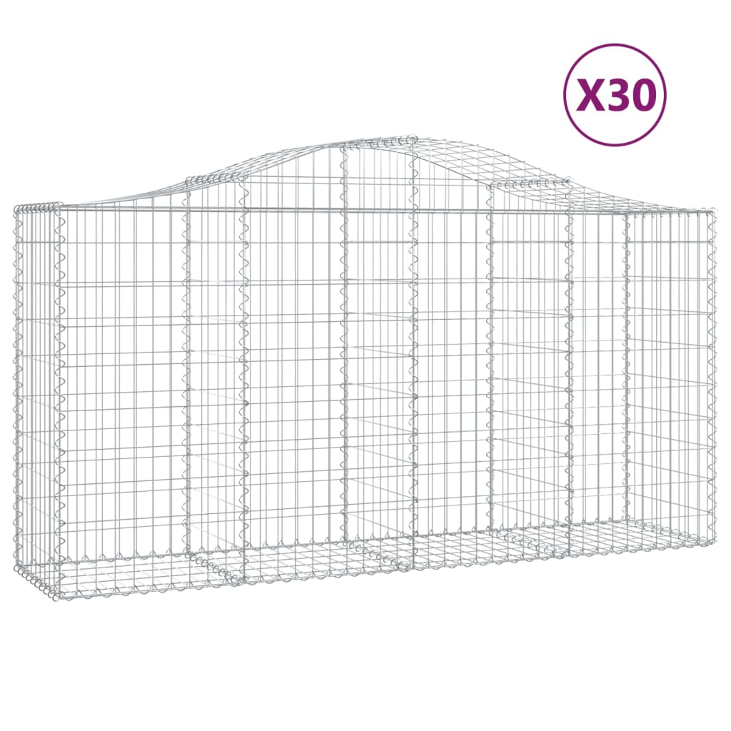 vidaXL Συρματοκιβώτια Τοξωτά 30 τεμ. 200x50x100/120 εκ. Γαλβαν. Ατσάλι - Image 2
