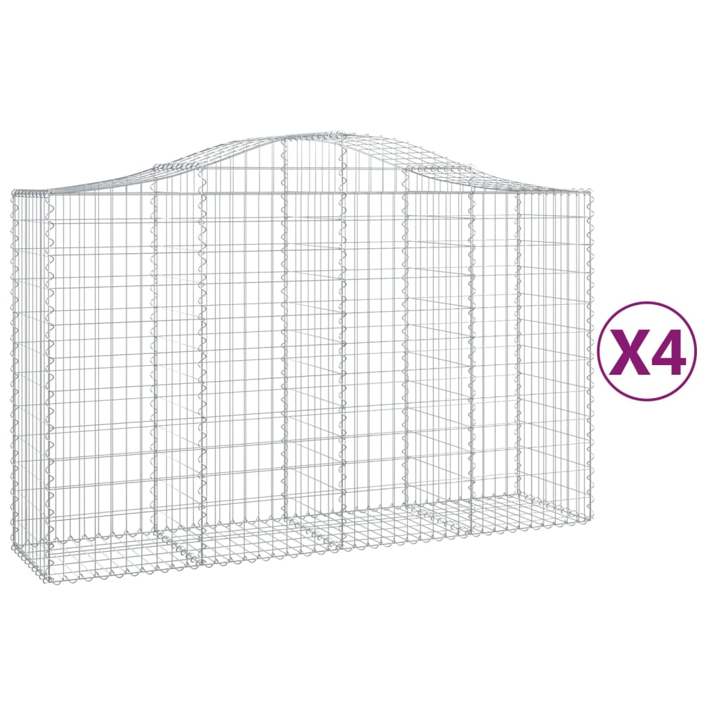 vidaXL Συρματοκιβώτια Τοξωτά 4 τεμ. 200x50x120/140 εκ. Γαλβαν. Ατσάλι - Image 2