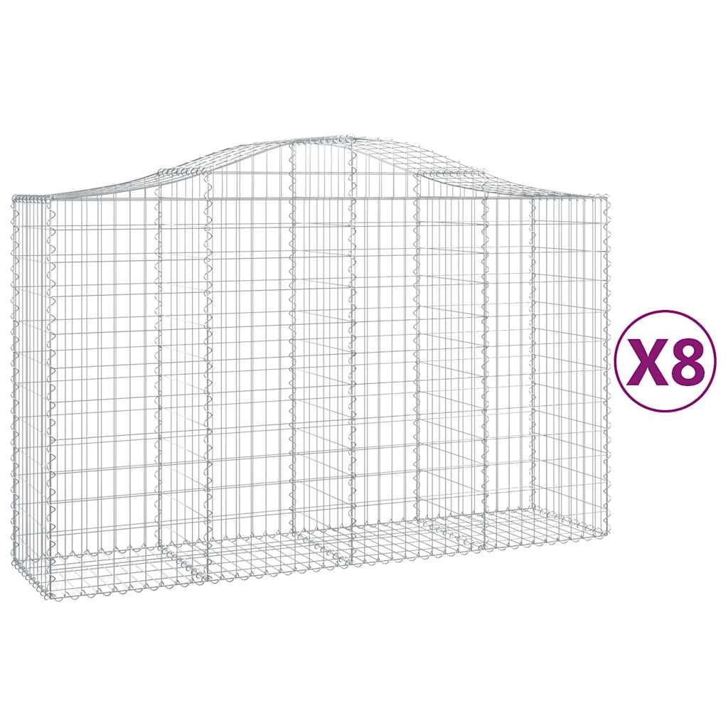vidaXL Συρματοκιβώτια Τοξωτά 8 τεμ. 200x50x120/140 εκ. Γαλβαν. Ατσάλι - Image 2