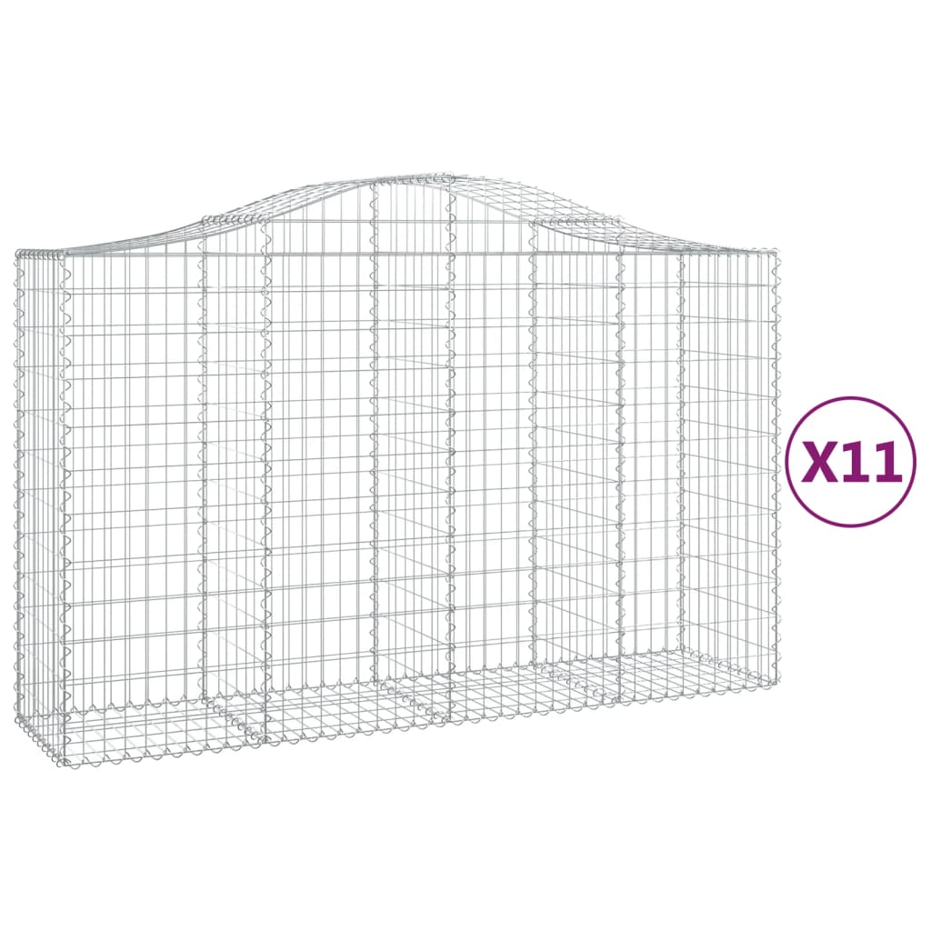 vidaXL Συρματοκιβώτια Τοξωτά 11 τεμ. 200x50x120/140 εκ. Γαλβαν. Ατσάλι - Image 2