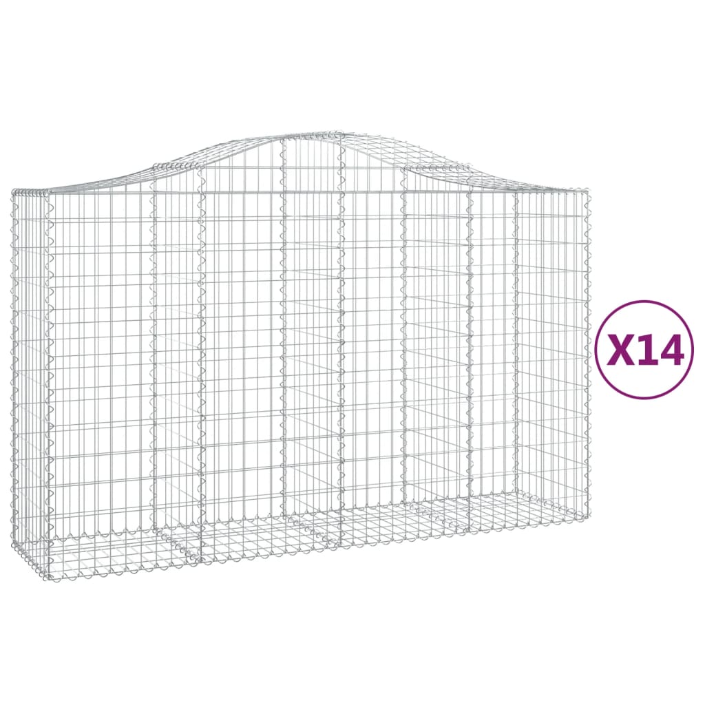vidaXL Συρματοκιβώτια Τοξωτά 14 τεμ. 200x50x120/140 εκ. Γαλβαν. Ατσάλι - Image 2