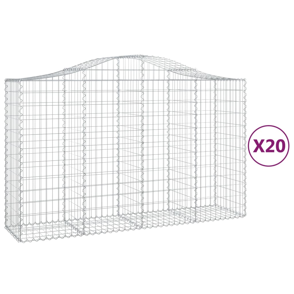 vidaXL Συρματοκιβώτια Τοξωτά 20 τεμ. 200x50x120/140 εκ. Γαλβαν. Ατσάλι - Image 2