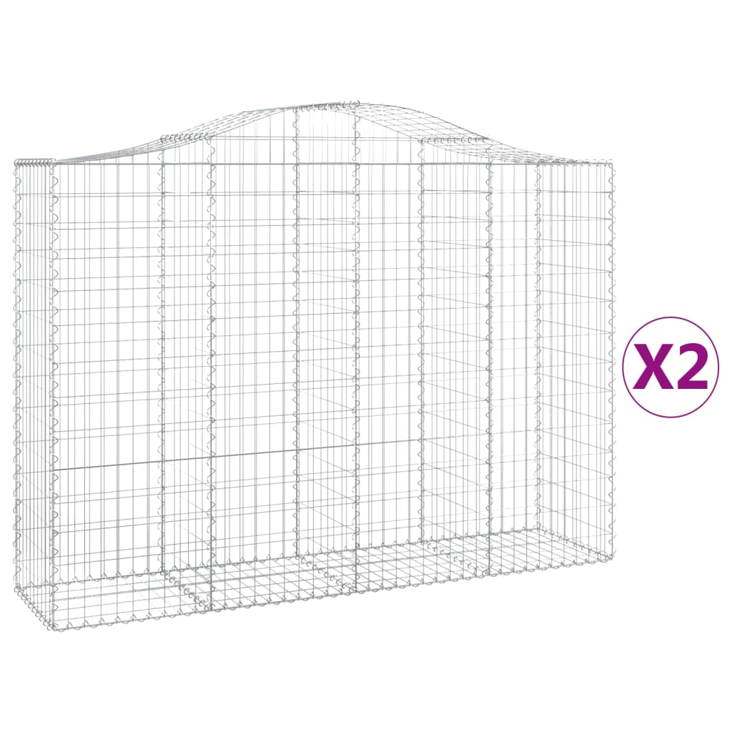 vidaXL Συρματοκιβώτια Τοξωτά 2 τεμ. 200x50x140/160 εκ. Γαλβαν. Ατσάλι - Image 2