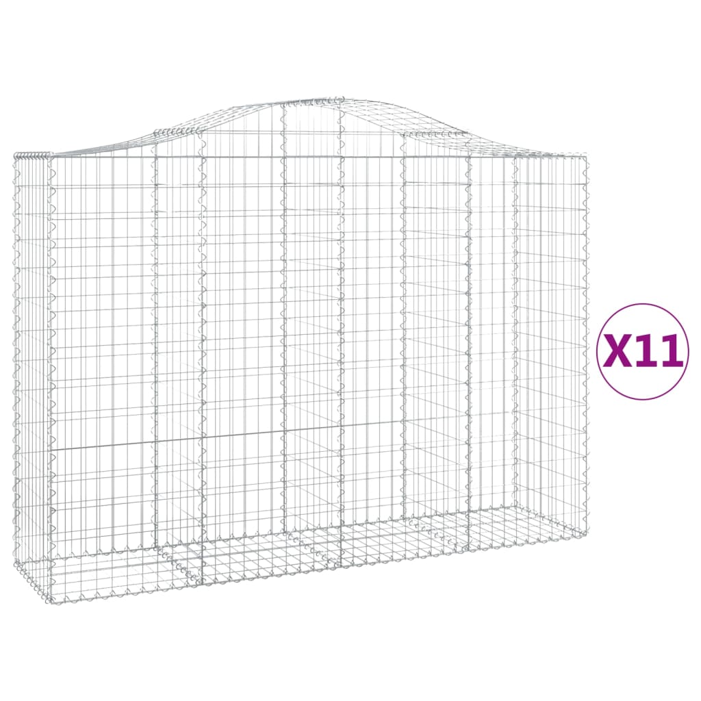 vidaXL Συρματοκιβώτια Τοξωτά 11 τεμ. 200x50x140/160 εκ. Γαλβαν. Ατσάλι - Image 2