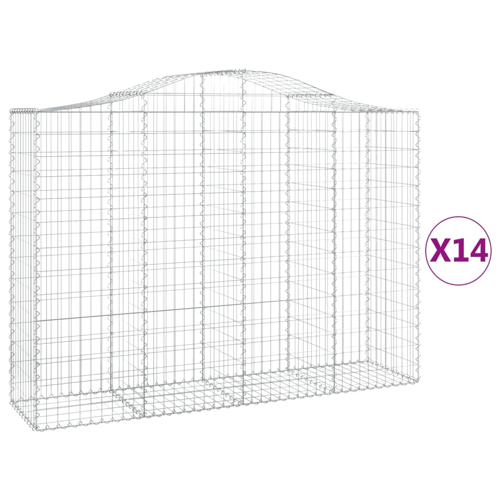 vidaXL Συρματοκιβώτια Τοξωτά 14 τεμ. 200x50x140/160 εκ. Γαλβαν. Ατσάλι - Image 2