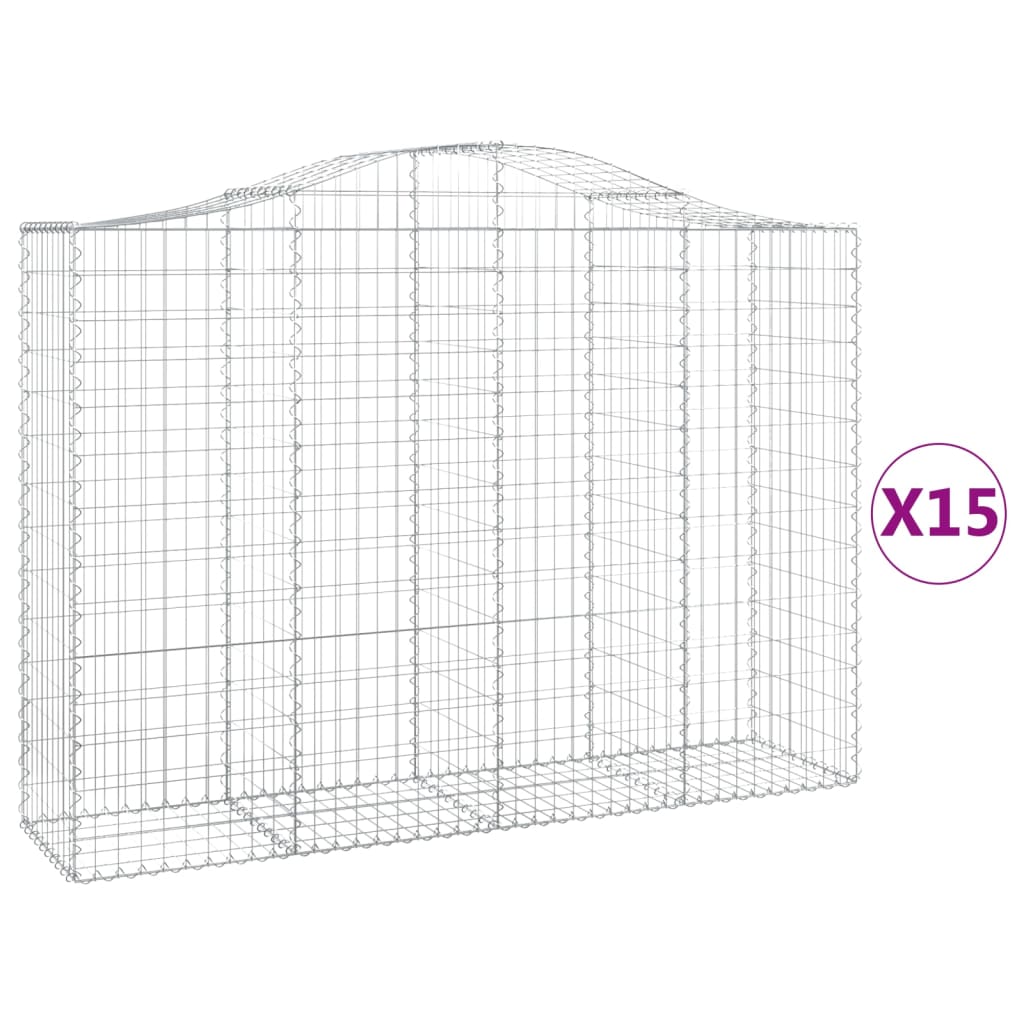 vidaXL Συρματοκιβώτια Τοξωτά 15 τεμ. 200x50x140/160 εκ. Γαλβαν. Ατσάλι - Image 2