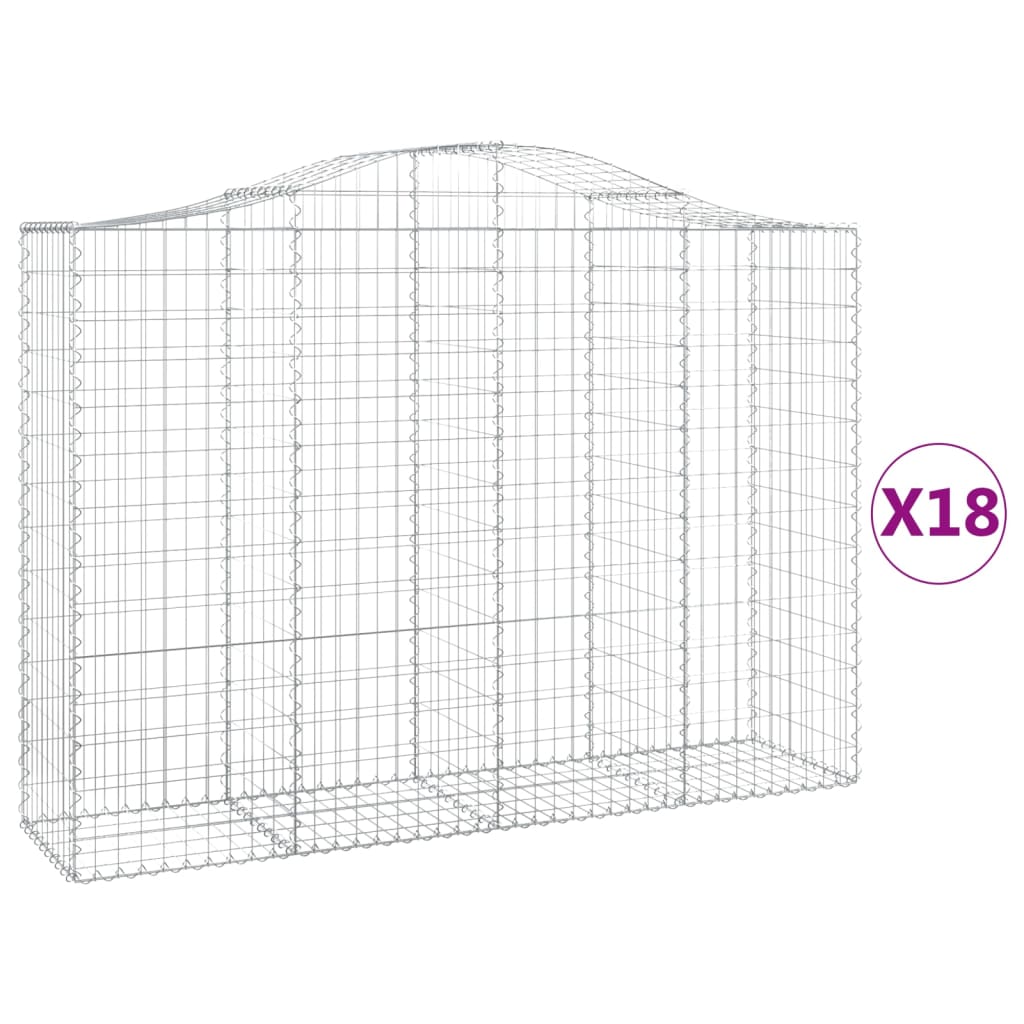 vidaXL Συρματοκιβώτια Τοξωτά 18 τεμ. 200x50x140/160 εκ. Γαλβαν. Ατσάλι - Image 2