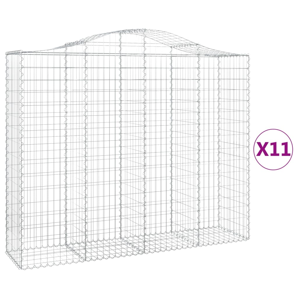 vidaXL Συρματοκιβώτια Τοξωτά 11 τεμ. 200x50x160/180 εκ. Γαλβαν. Ατσάλι - Image 2