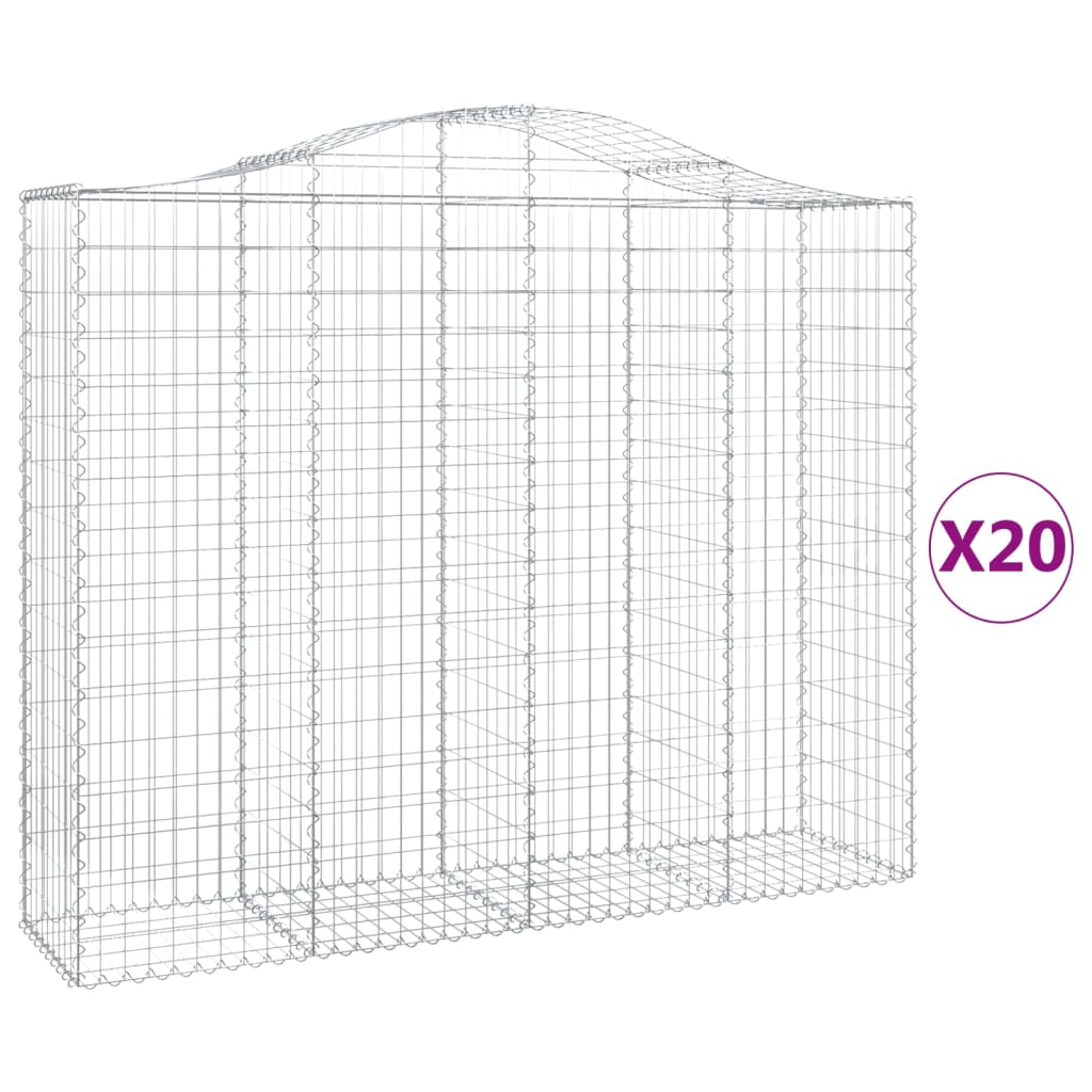 vidaXL Συρματοκιβώτια Τοξωτά 20 τεμ. 200x50x160/180 εκ. Γαλβαν. Ατσάλι - Image 2