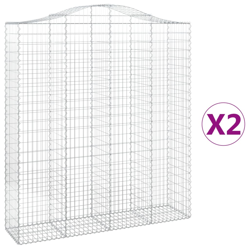 vidaXL Συρματοκιβώτια Τοξωτά 2 τεμ. 200x50x220/240 εκ. Γαλβαν. Ατσάλι - Image 2