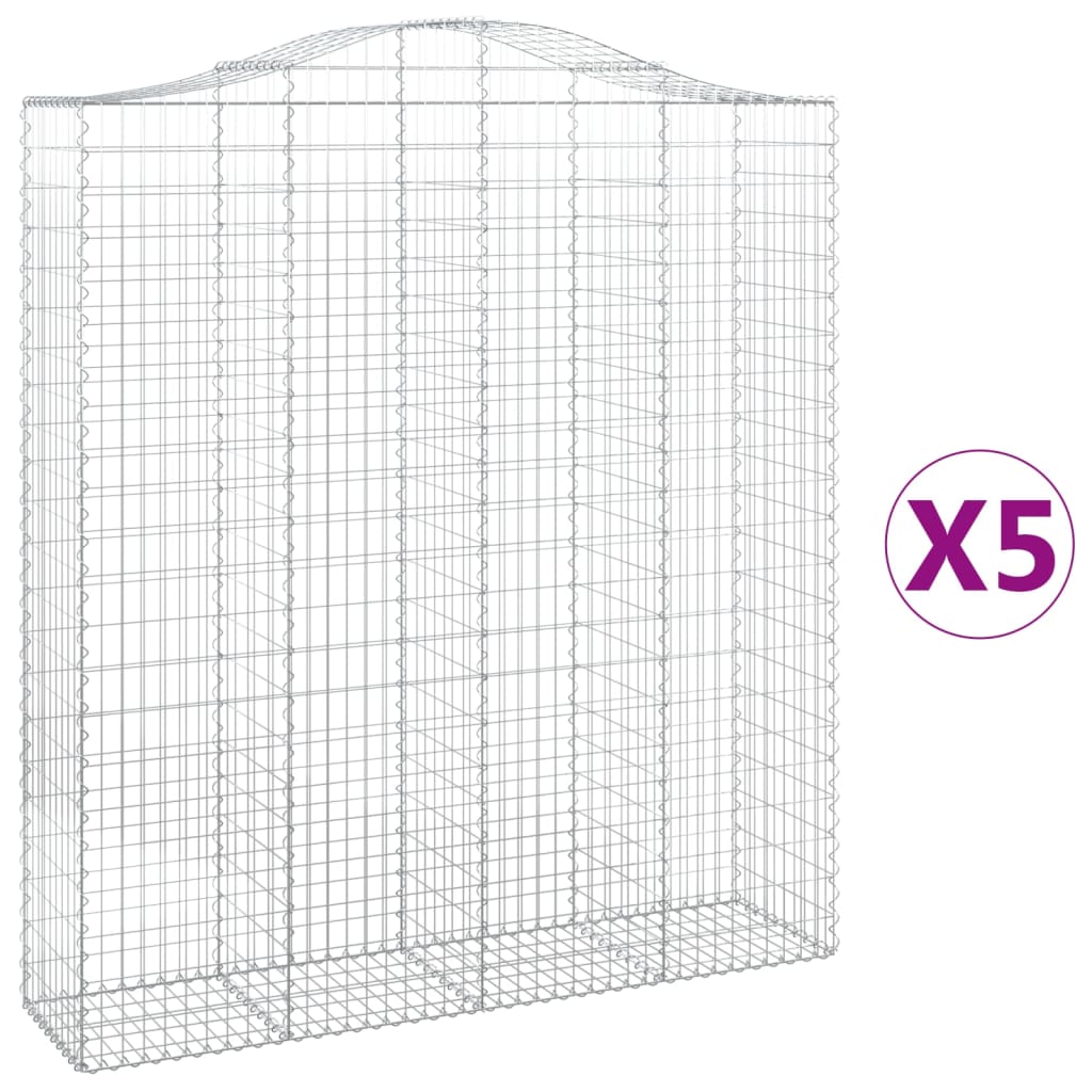 vidaXL Συρματοκιβώτια Τοξωτά 5 τεμ. 200x50x220/240 εκ. Γαλβαν. Ατσάλι - Image 2