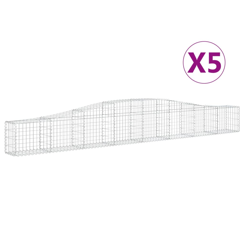 vidaXL Συρματοκιβώτια Τοξωτά 5 τεμ. 400x30x40/60 εκ. Γαλβαν. Ατσάλι - Image 2