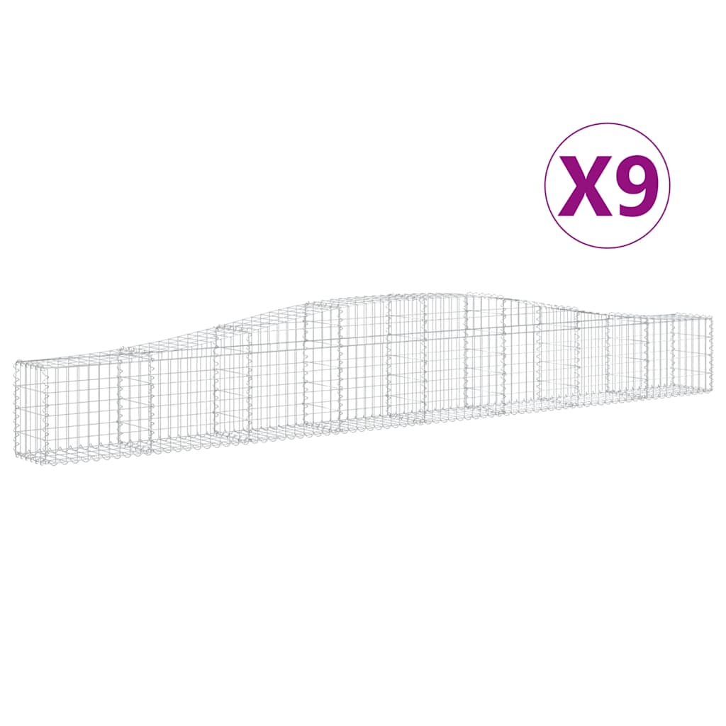 vidaXL Συρματοκιβώτια Τοξωτά 9 τεμ. 400x30x40/60 εκ. Γαλβαν. Ατσάλι - Image 2