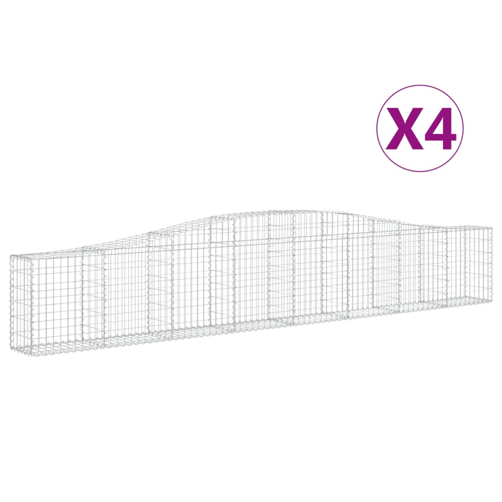 vidaXL Συρματοκιβώτια Τοξωτά 4 τεμ. 400x30x60/80 εκ. Γαλβαν. Ατσάλι - Image 2