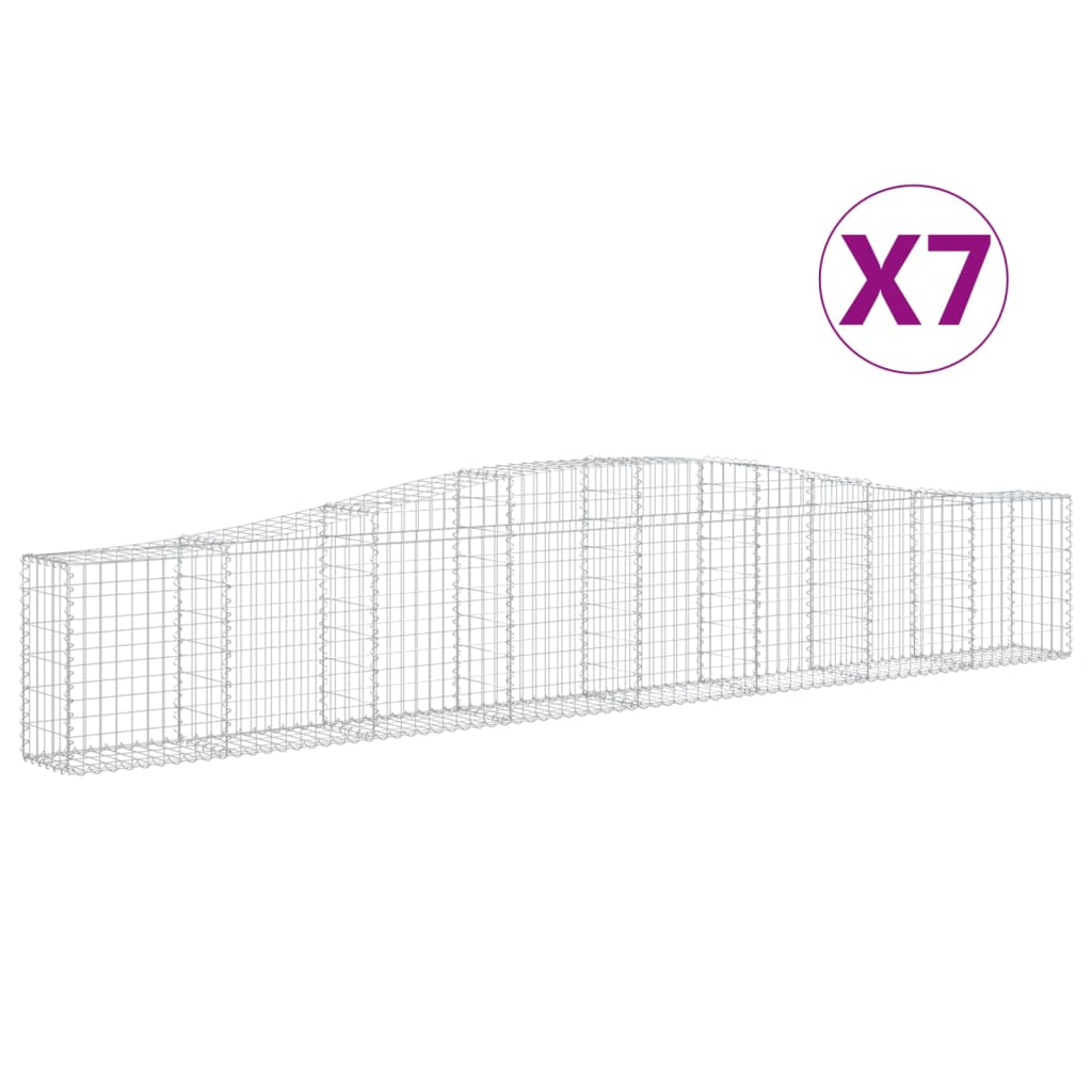 vidaXL Συρματοκιβώτια Τοξωτά 7 τεμ. 400x30x60/80 εκ. Γαλβαν. Ατσάλι - Image 2