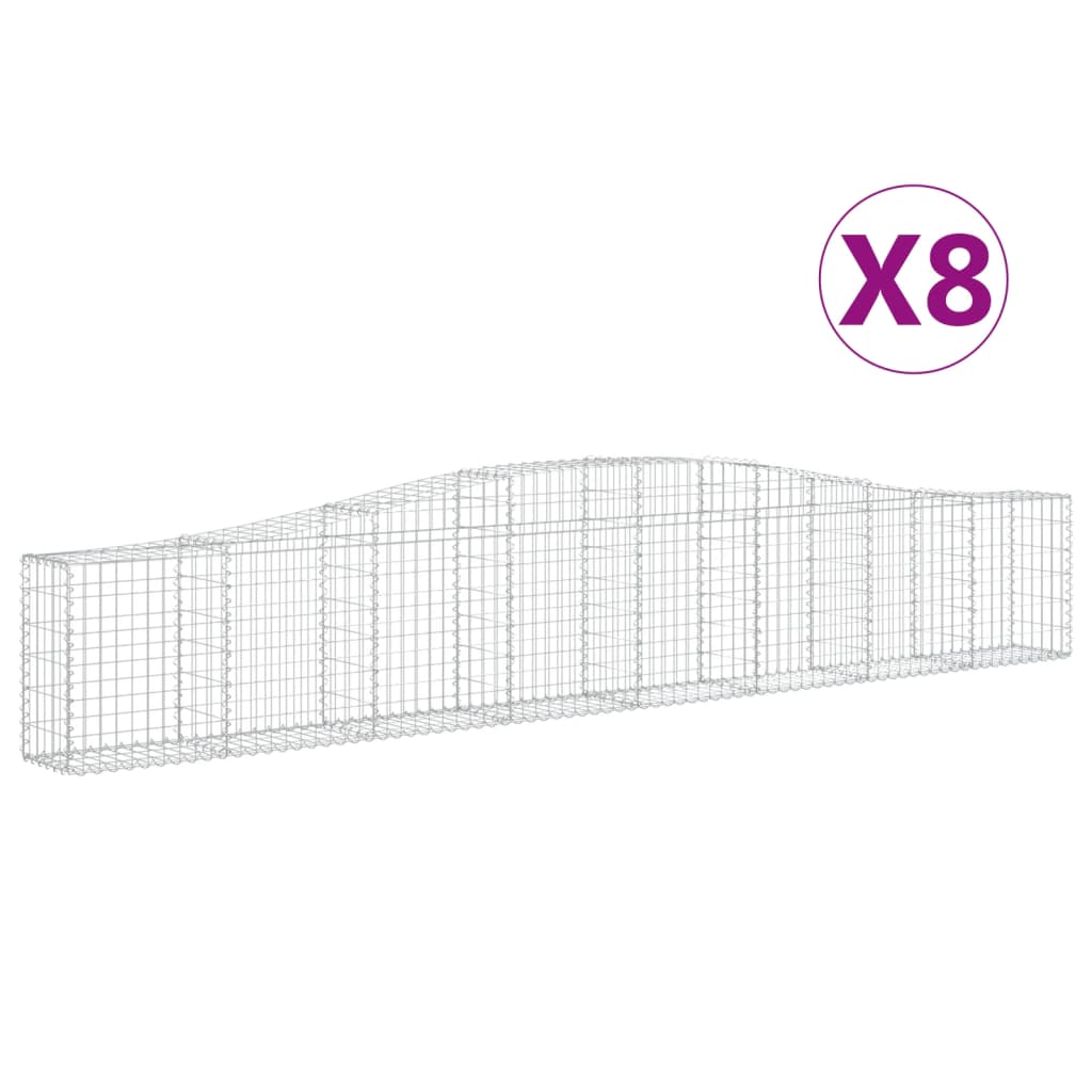 vidaXL Συρματοκιβώτια Τοξωτά 8 τεμ. 400x30x60/80 εκ. Γαλβαν. Ατσάλι - Image 2
