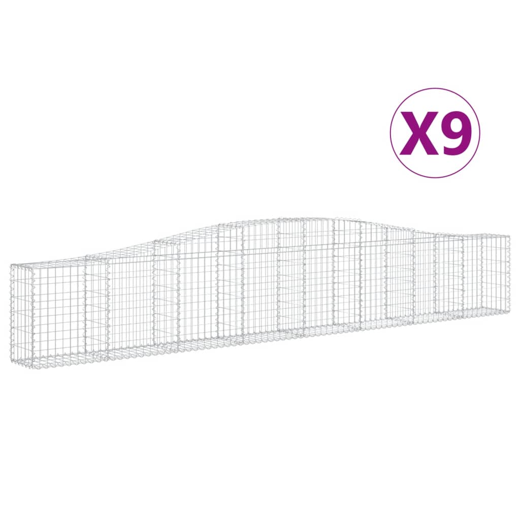 vidaXL Συρματοκιβώτια Τοξωτά 9 τεμ. 400x30x60/80 εκ. Γαλβαν. Ατσάλι - Image 2