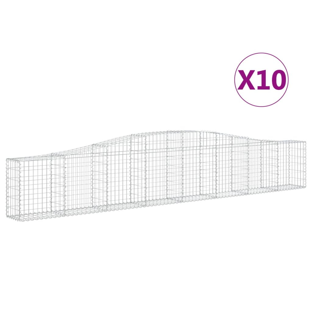 vidaXL Συρματοκιβώτια Τοξωτά 10 τεμ. 400x30x60/80 εκ. Γαλβαν. Ατσάλι - Image 2