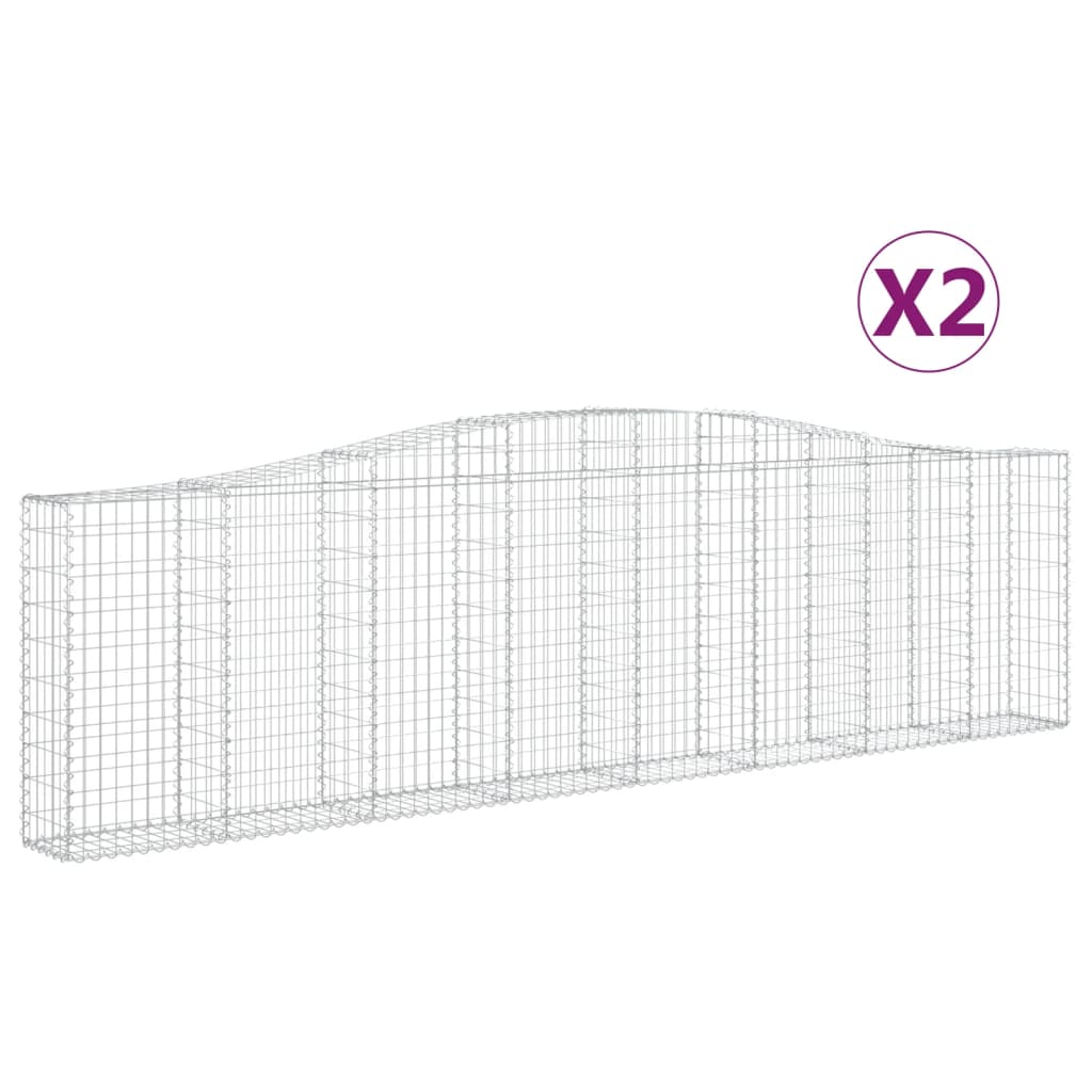 vidaXL Συρματοκιβώτια Τοξωτά 2 τεμ. 400x30x100/120 εκ. Γαλβαν. Ατσάλι - Image 2