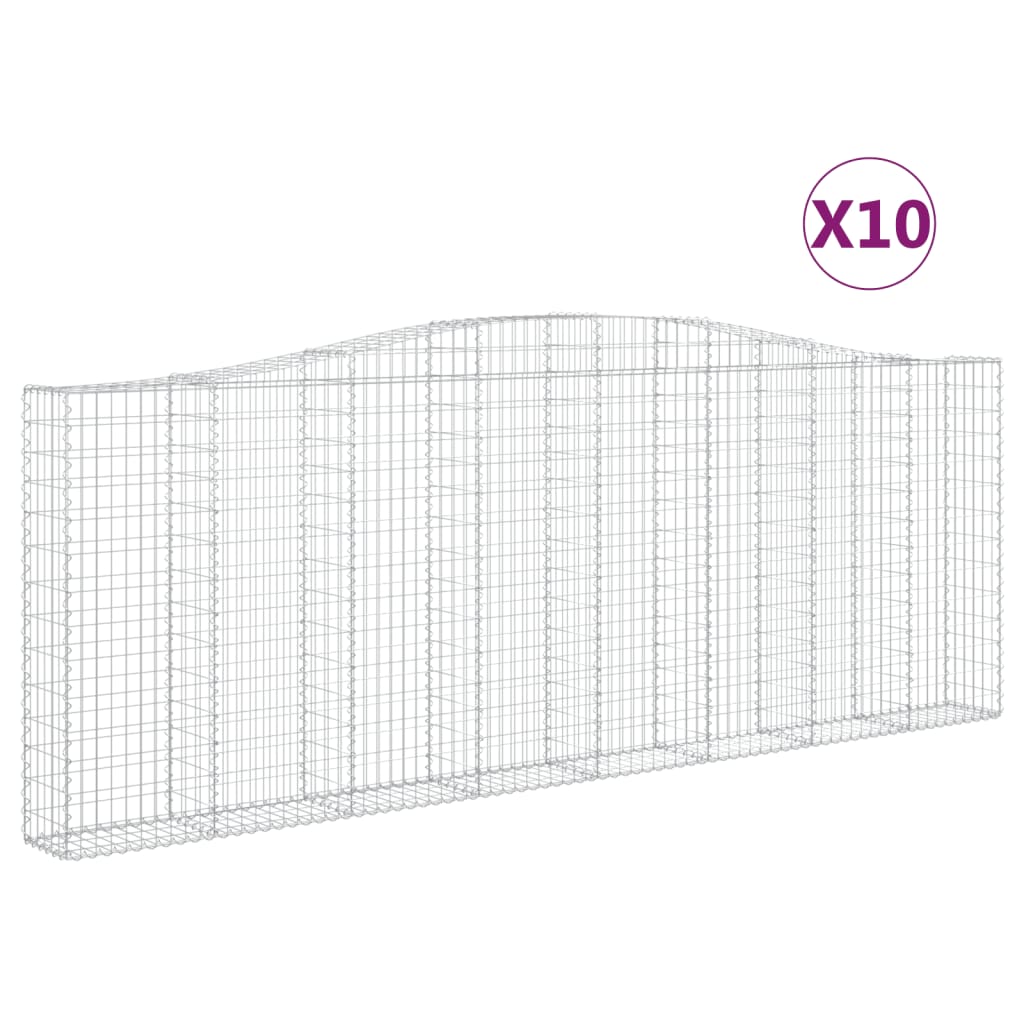 vidaXL Συρματοκιβώτια Τοξωτά 10 τεμ. 400x30x140/160 εκ. Γαλβαν. Ατσάλι - Image 2
