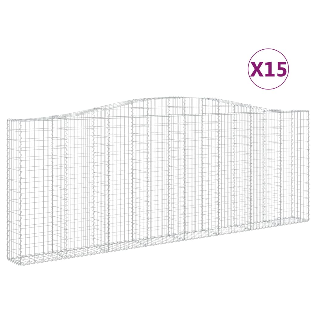 vidaXL Συρματοκιβώτια Τοξωτά 15 τεμ. 400x30x140/160 εκ. Γαλβαν. Ατσάλι - Image 2