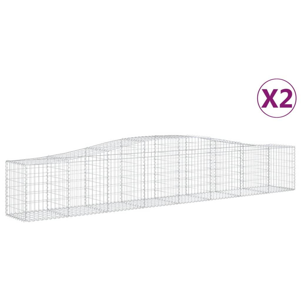 vidaXL Συρματοκιβώτια Τοξωτά 2 τεμ. 400x50x60/80 εκ. Γαλβαν. Ατσάλι - Image 2