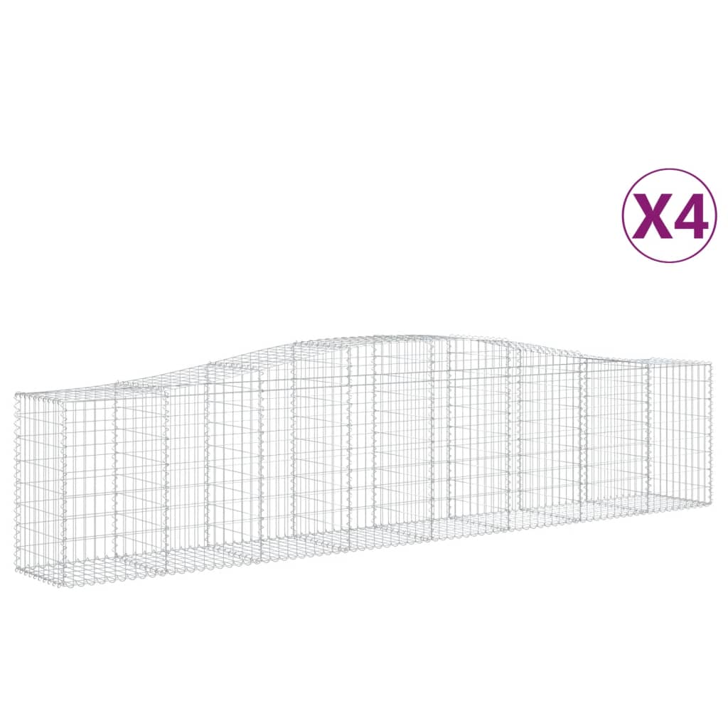 vidaXL Συρματοκιβώτια Τοξωτά 4 τεμ. 400x50x80/100 εκ. Γαλβαν. Ατσάλι - Image 2