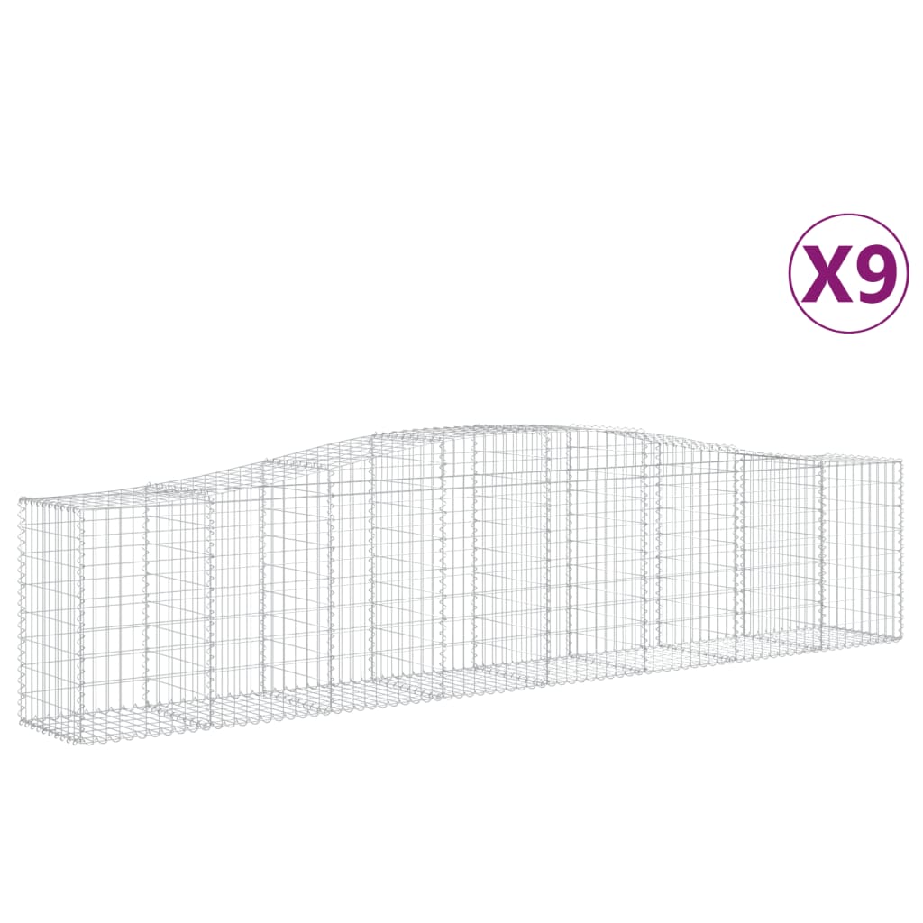 vidaXL Συρματοκιβώτια Τοξωτά 9 τεμ. 400x50x80/100 εκ. Γαλβαν. Ατσάλι - Image 2
