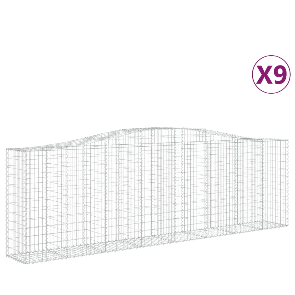 vidaXL Συρματοκιβώτια Τοξωτά 9 τεμ. 400x50x120/140 εκ. Γαλβαν. Ατσάλι - Image 2