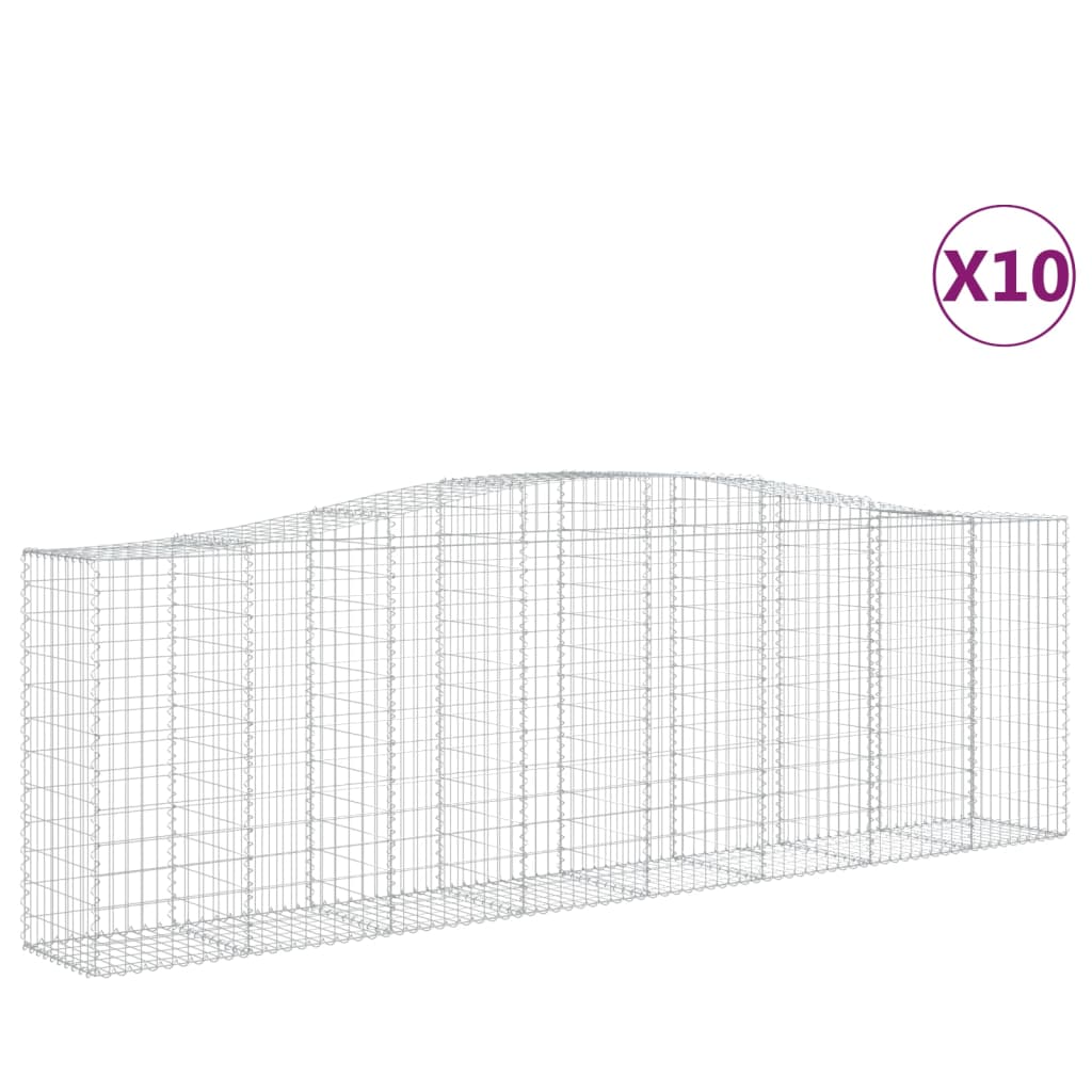 vidaXL Συρματοκιβώτια Τοξωτά 10 τεμ. 400x50x120/140 εκ. Γαλβαν. Ατσάλι - Image 2