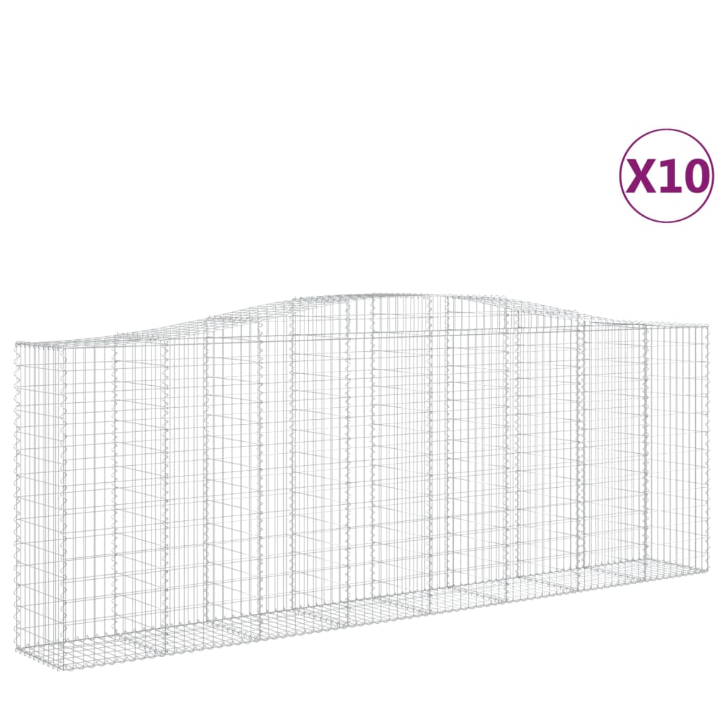 vidaXL Συρματοκιβώτια Τοξωτά 10 τεμ. 400x50x140/160 εκ. Γαλβαν. Ατσάλι - Image 2