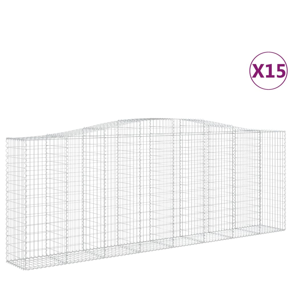 vidaXL Συρματοκιβώτια Τοξωτά 15 τεμ. 400x50x140/160 εκ. Γαλβαν. Ατσάλι - Image 2