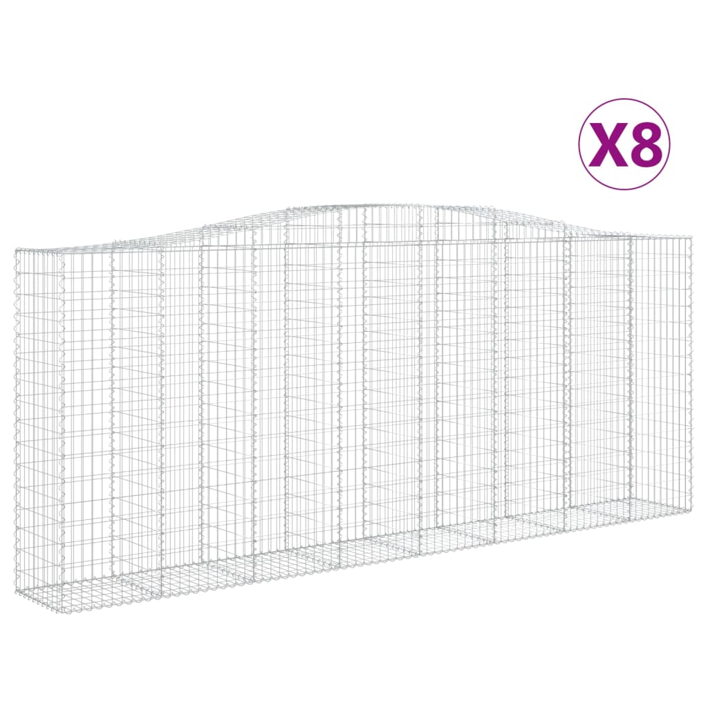 vidaXL Συρματοκιβώτια Τοξωτά 8 τεμ. 400x50x160/180 εκ. Γαλβαν. Ατσάλι - Image 2
