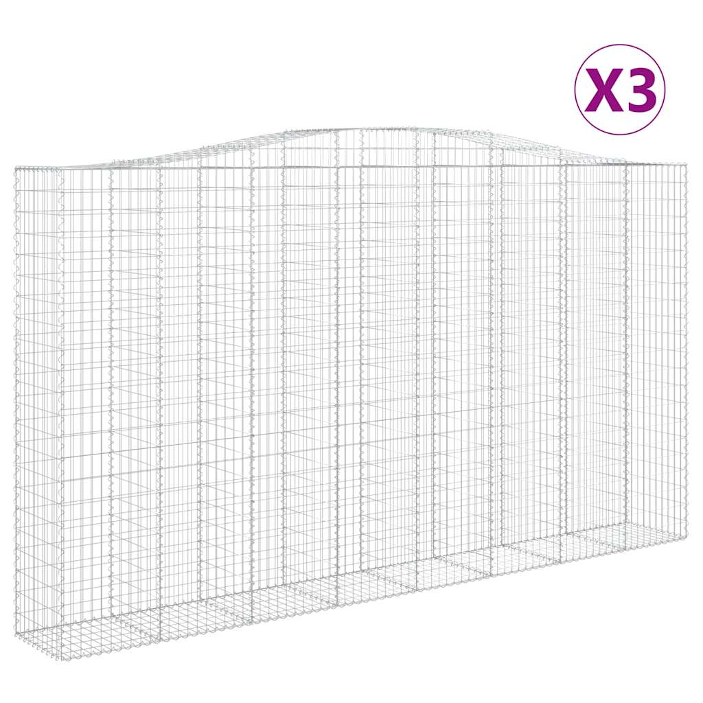 vidaXL Συρματοκιβώτια Τοξωτά 3 τεμ. 400x50x220/240 εκ. Γαλβαν. Ατσάλι - Image 2