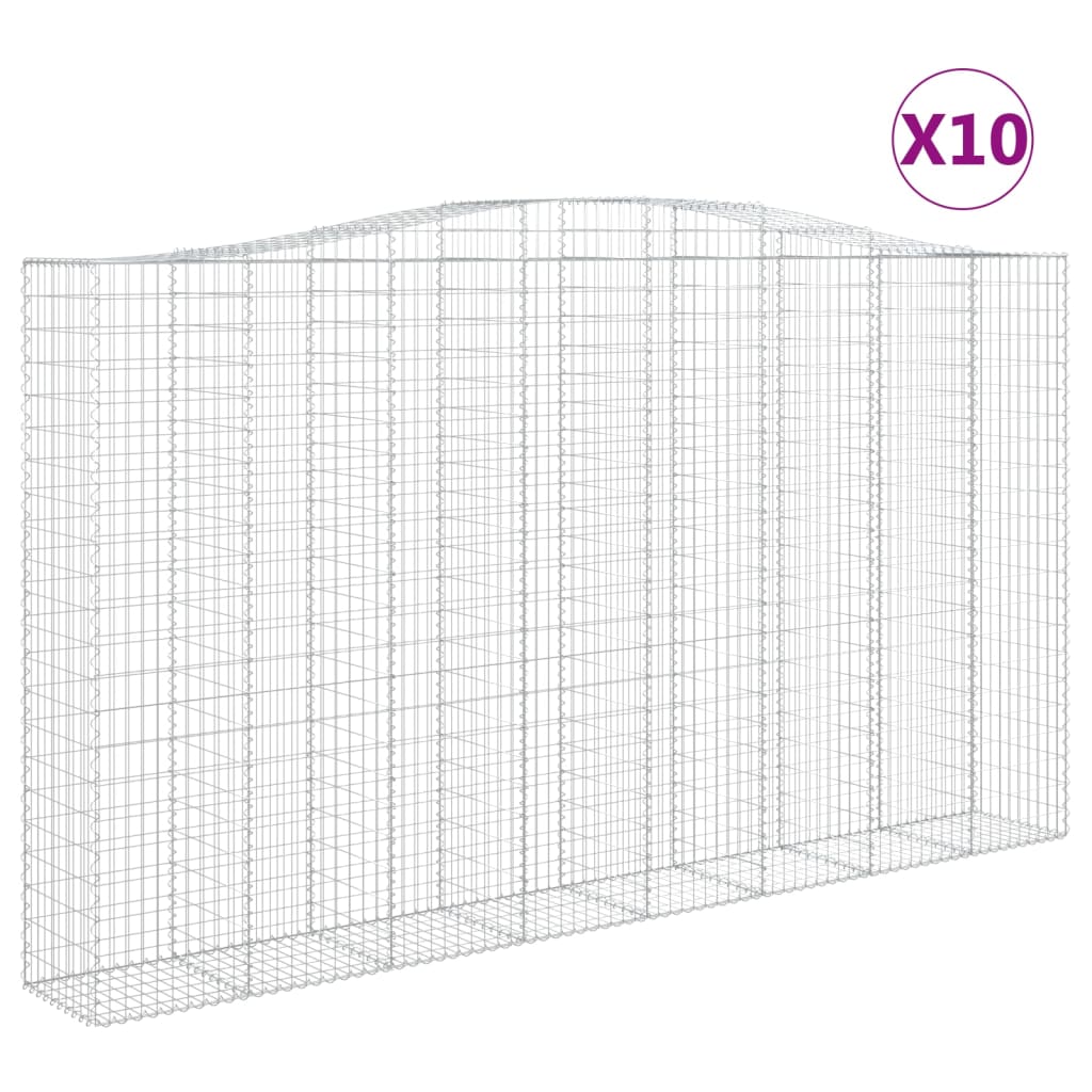 vidaXL Συρματοκιβώτια Τοξωτά 10 τεμ. 400x50x220/240 εκ. Γαλβαν. Σίδερο - Image 2