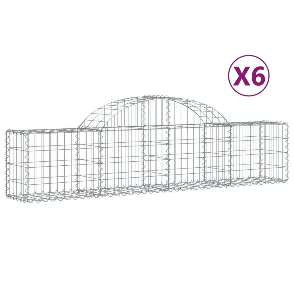 vidaXL Συρματοκιβώτια Τοξωτά 6 τεμ. 200x30x40/60 εκ. Γαλβαν. Ατσάλι - Image 2