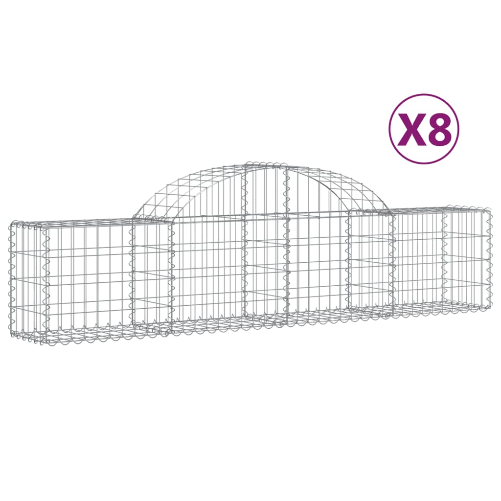 vidaXL Συρματοκιβώτια Τοξωτά 8 τεμ. 200x30x40/60 εκ. Γαλβαν. Ατσάλι - Image 2