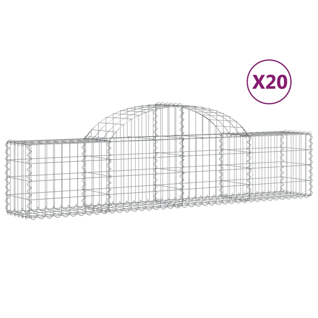 vidaXL Συρματοκιβώτια Τοξωτά 20 τεμ. 200x30x40/60 εκ. Γαλβαν. Ατσάλι - Image 2