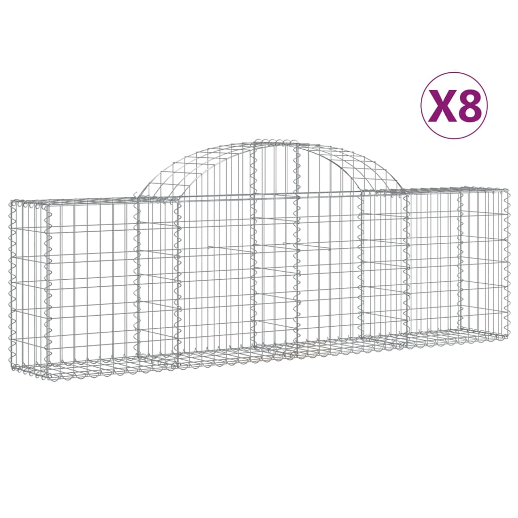 vidaXL Συρματοκιβώτια Τοξωτά 8 τεμ. 200x30x60/80 εκ. Γαλβαν. Ατσάλι - Image 2