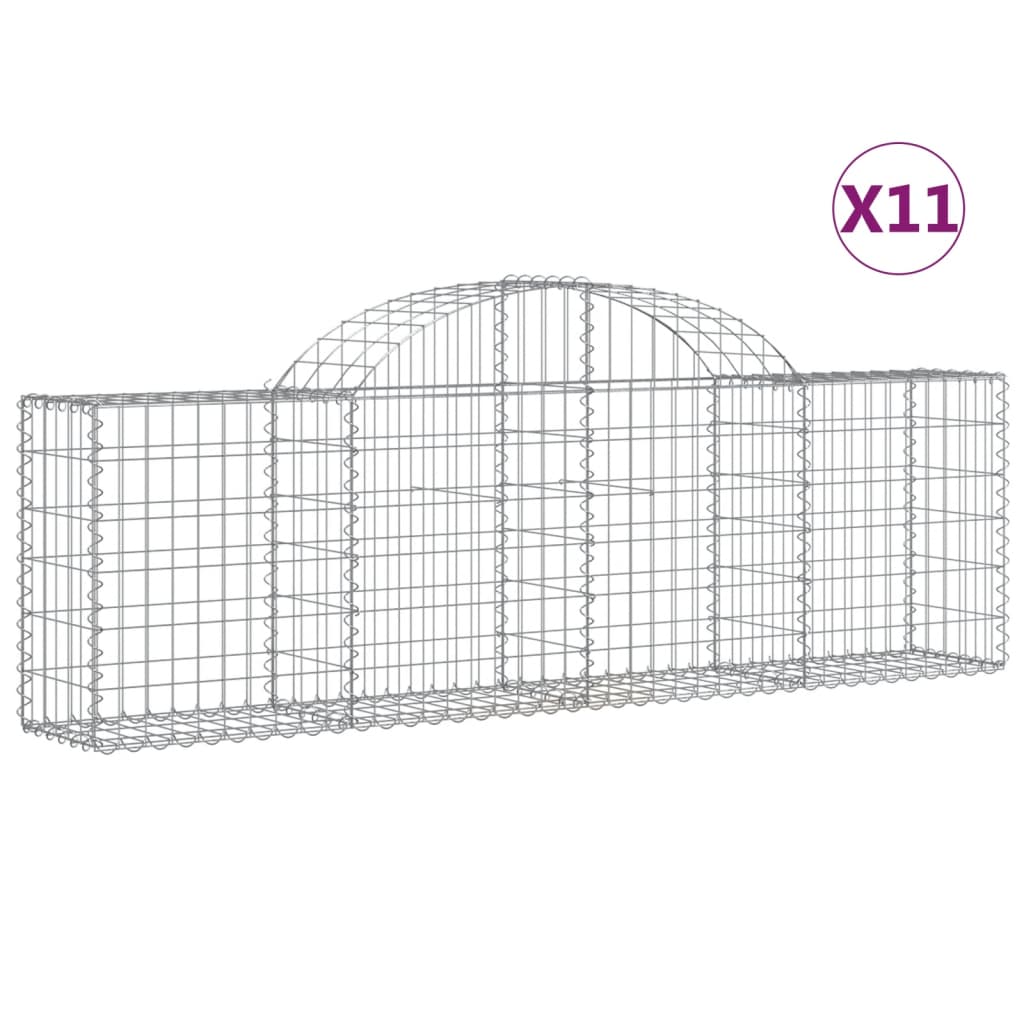 vidaXL Συρματοκιβώτια Τοξωτά 11 τεμ. 200x30x60/80 εκ. Γαλβαν. Ατσάλι - Image 2