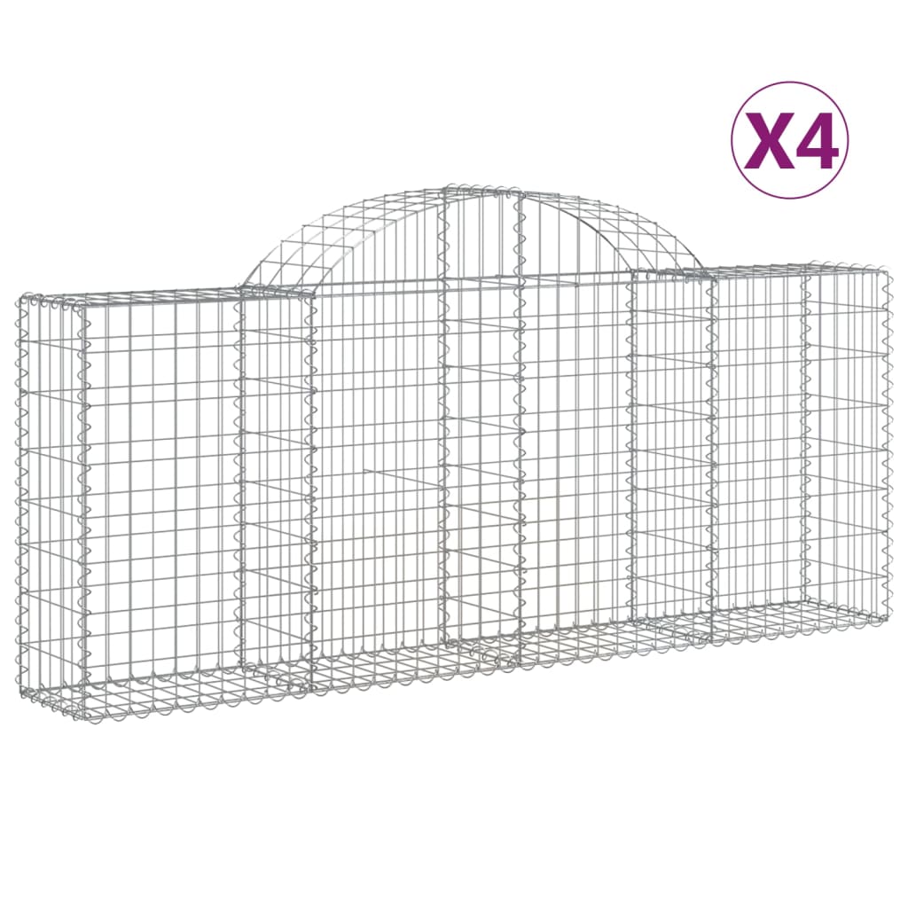 vidaXL Συρματοκιβώτια Τοξωτά 4 τεμ. 200x30x80/100 εκ. Γαλβαν. Ατσάλι - Image 2