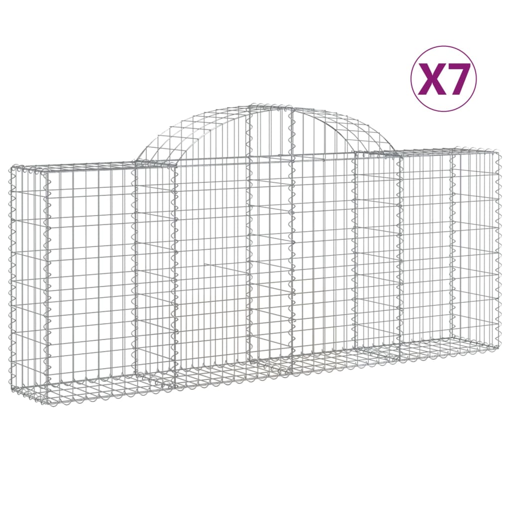 vidaXL Συρματοκιβώτια Τοξωτά 7 τεμ. 200x30x80/100 εκ. Γαλβαν. Ατσάλι - Image 2