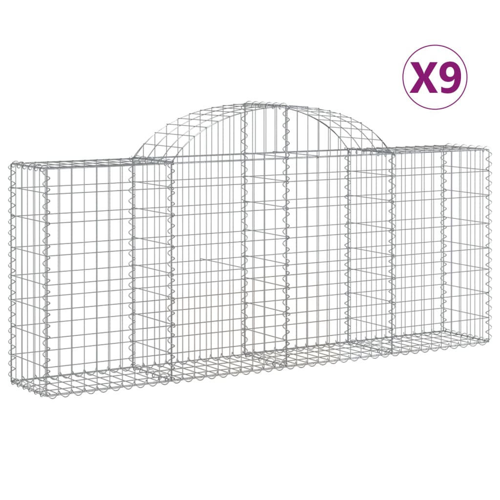 vidaXL Συρματοκιβώτια Τοξωτά 9 τεμ. 200x30x80/100 εκ. Γαλβαν. Ατσάλι - Image 2