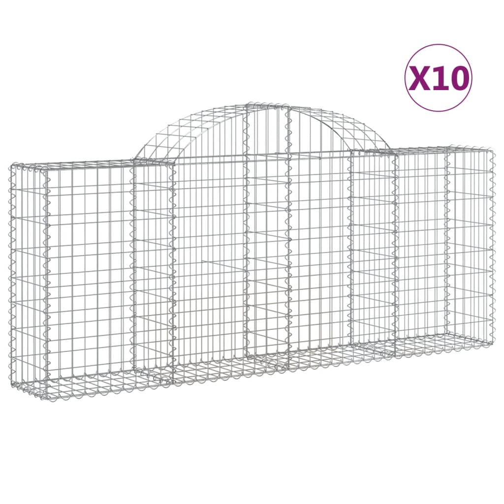 vidaXL Συρματοκιβώτια Τοξωτά 10 τεμ. 200x30x80/100 εκ. Γαλβαν. Ατσάλι - Image 2